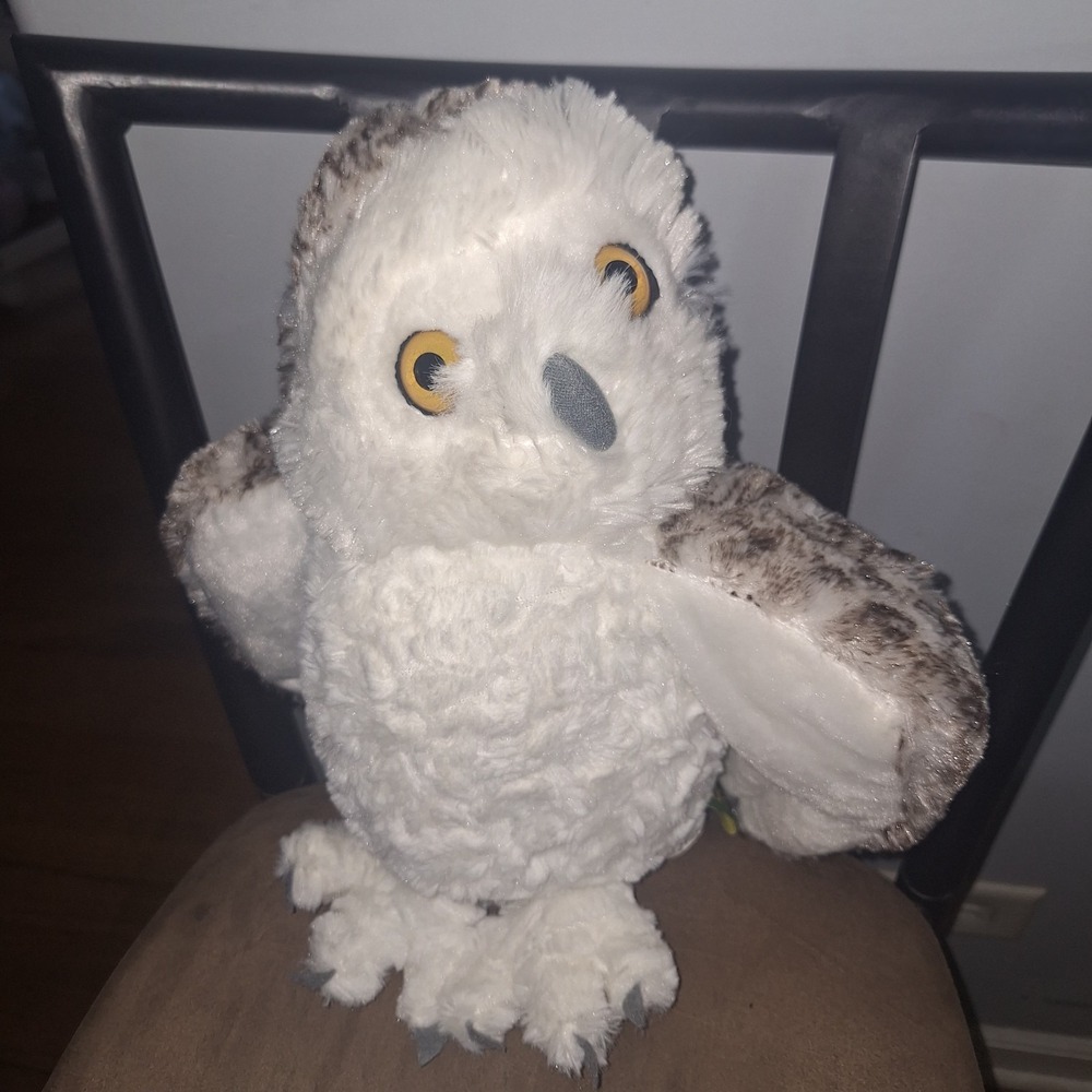 Wild Republic Snowy Owl 12" Plush White Brown Speckled Stuffed Animal Toy Clean